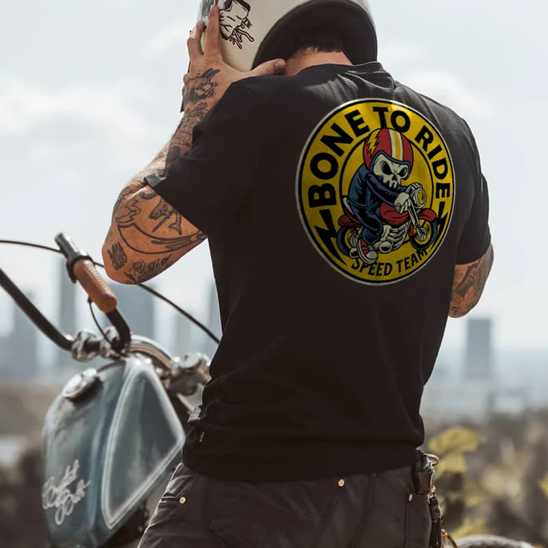 Cloeinc Bone to ride speed team skull t-shirt designer
