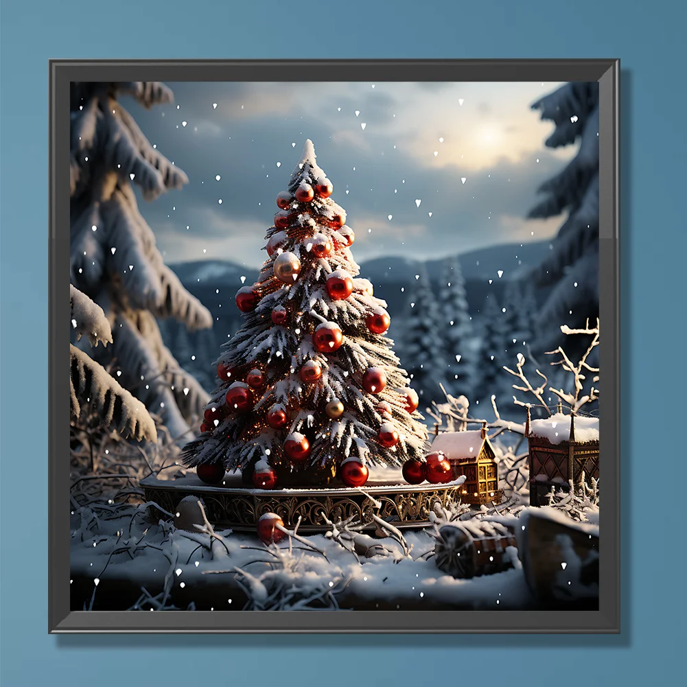 Diamond Painting - Full Round Drill - Winter Snow Christmas Tree(Canvas|30*30cm)
