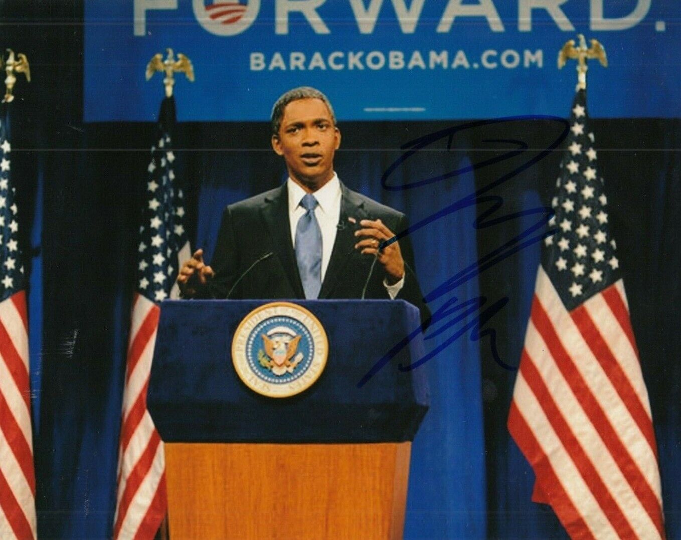 JAY PHAROAH signed (SATURDAY NIGHT LIVE) 8X10 Photo Poster painting *Barack Obama* W/COA #1