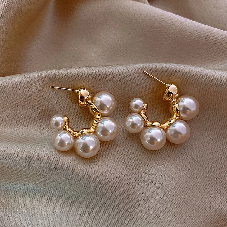 Cifeeo Elegant Celebrity Metal Inlaid Pearl Earrings For Woman Fashion Jewelry 2022 New Luxury Wedding Party Girl's Unusual Earrings