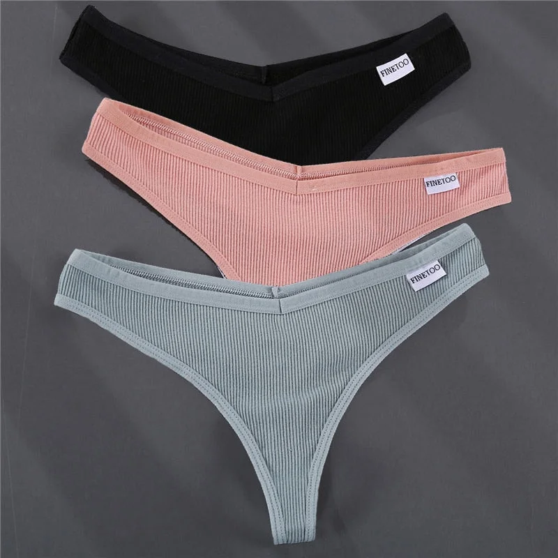 3PCS/Set G-string Panties Cotton Women's Underwear Sexy Panties Female Underpants Thong Solid Color Pantys Lingerie M-XL Design