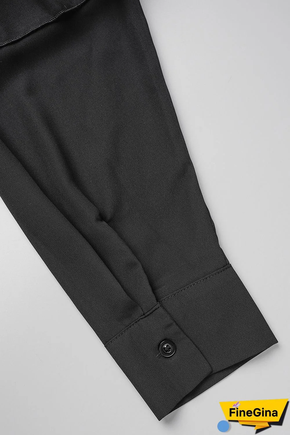 Black Casual Solid Patchwork Asymmetrical Turndown Collar Shirt Dress Dresses