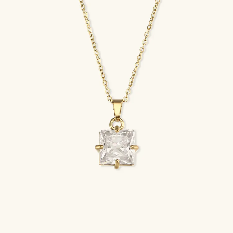 Celeste Gold Princess Cut Necklace