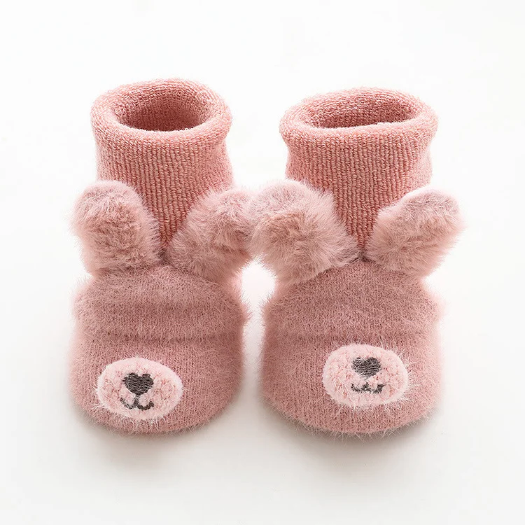 Baby Cartoon Animal 3D Ears Fleece Floor Socks