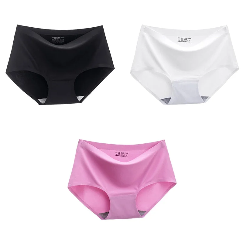 BANNIROU 3 Pcs Seamless Woman Panties Summer Underwear Female Briefs Thin 2021 New Sale Ice Silk Soft Solid Underwear For Woman