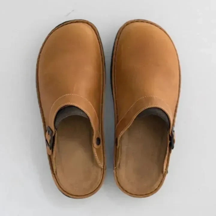 mens leather slippers with hard soles