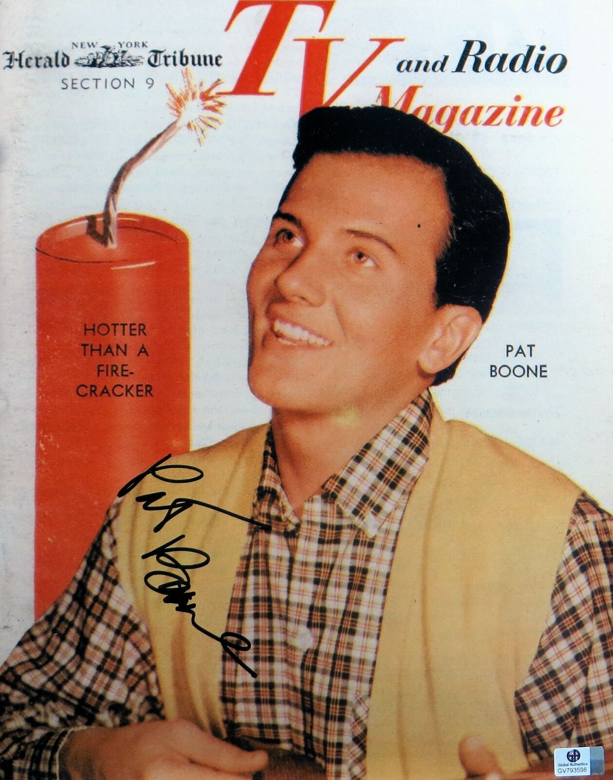 Pat Boone Signed Autographed 11X14 Photo Poster painting TV & Radio Magazine Cover GV793598