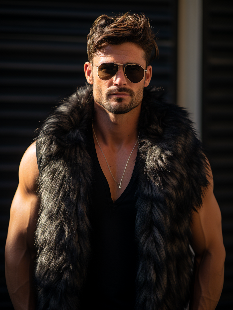 Men's Furry Fur Scarf