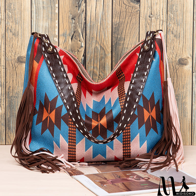 MidiSono - Casual College Color Block Tassel Bags