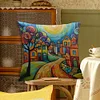 Colorful House-11CT Stamped Cross Stitch Pillowcase 45*45cm