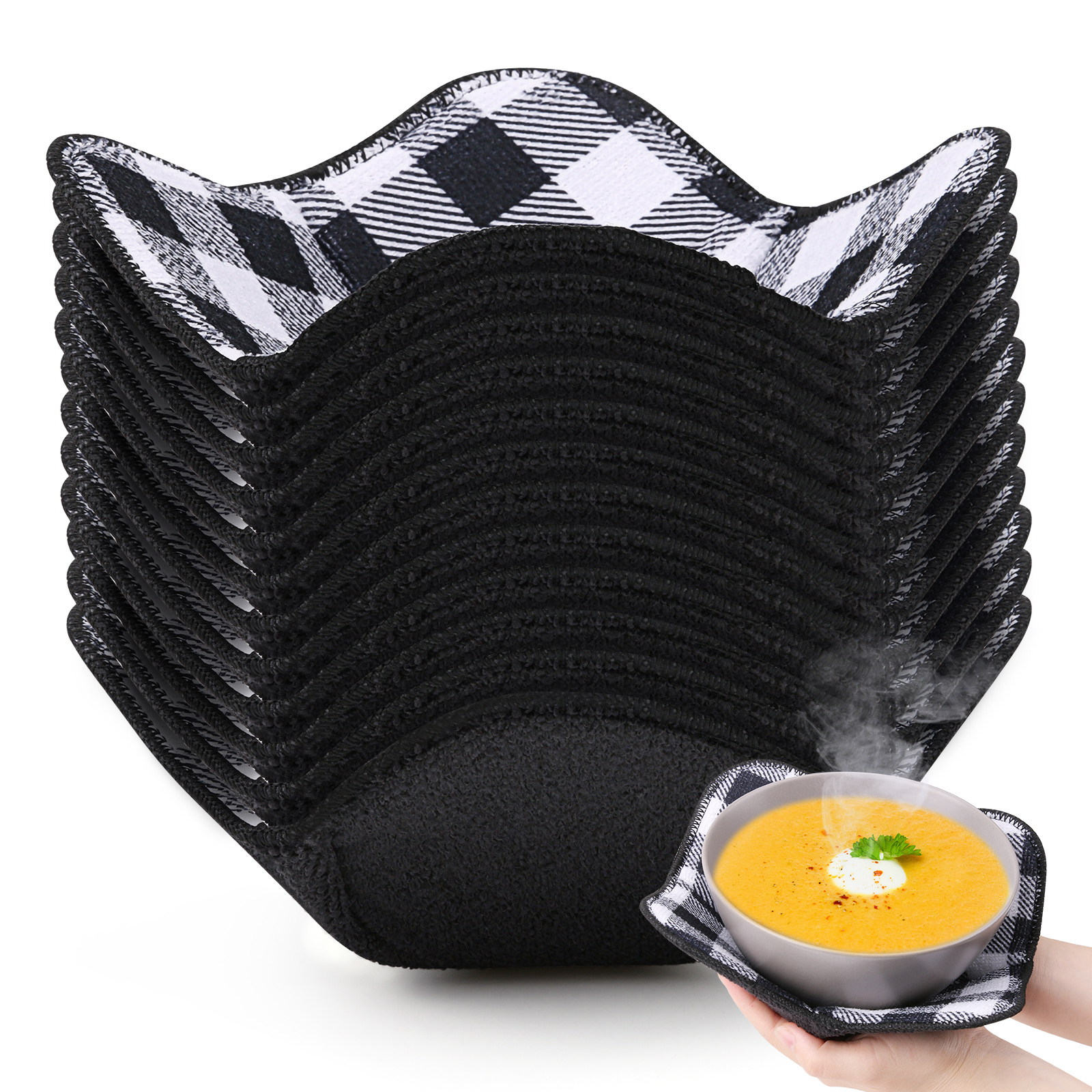 

Buffalo Plaid Bowl Huggers Sponge and Microfiber Small Bowls Holder Bowl Po, 501 Original