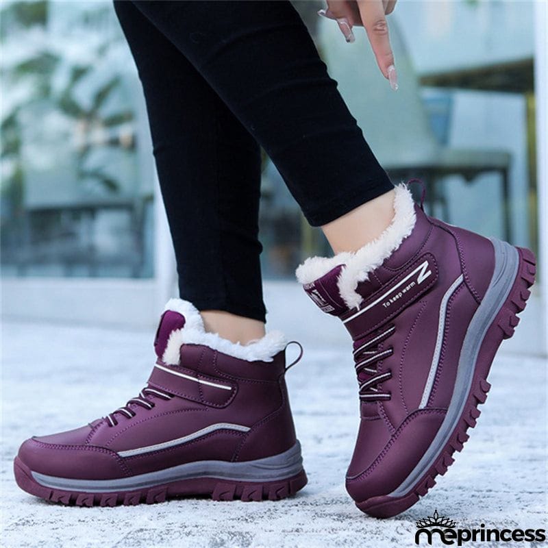 Winter Warm Plush Round Toe TPR Sole Women Snow Boots for Walking