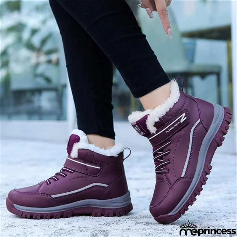 Winter Warm Plush Round Toe TPR Sole Women Snow Boots for Walking