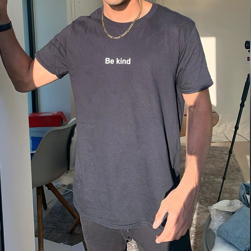 Be kind letter print all-match loose t-shirt -  UPRANDY