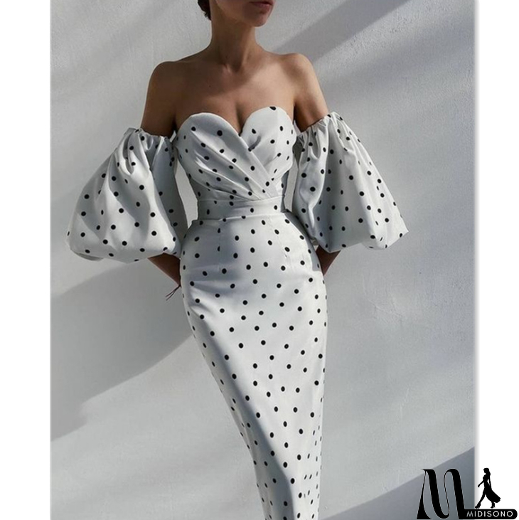 MidiSono - Women'S Sexy Polka Dot Print High Waist Dress