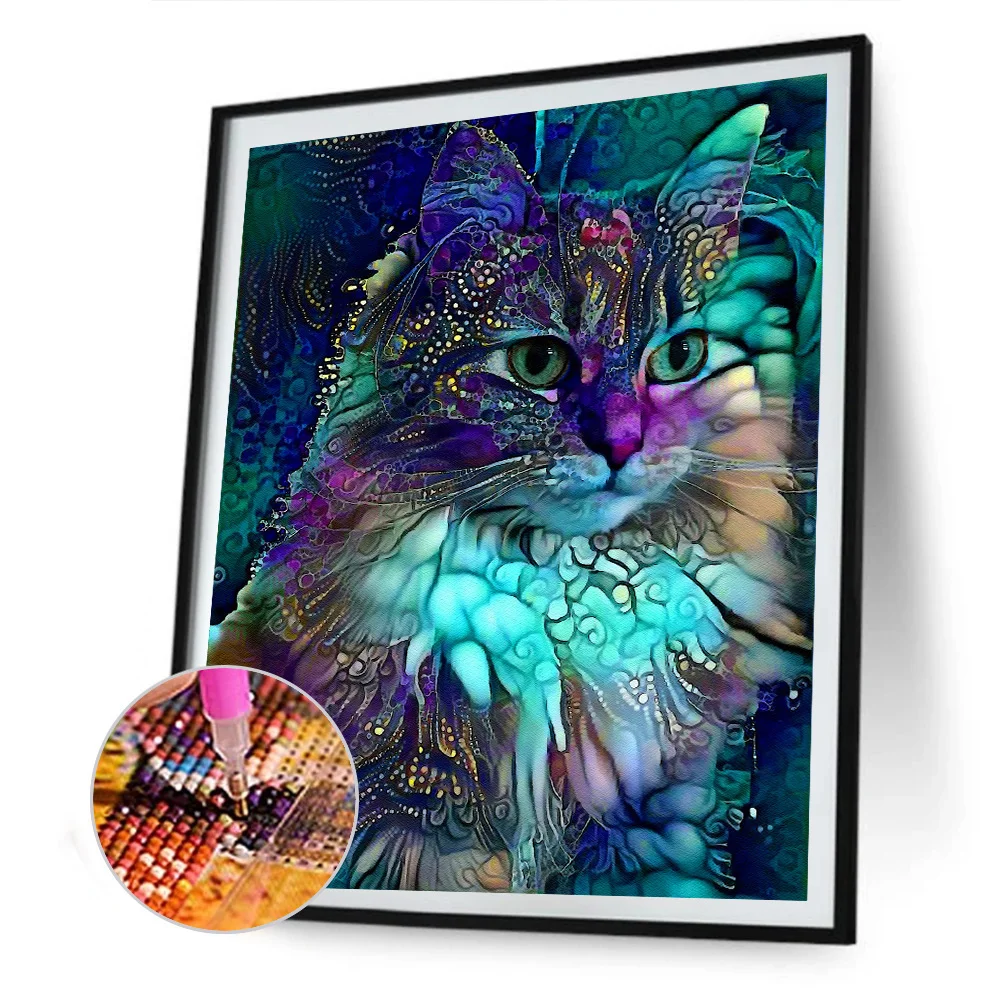 Diamond Painting - Full Round Drill - Multicolor Cat(30*40cm)