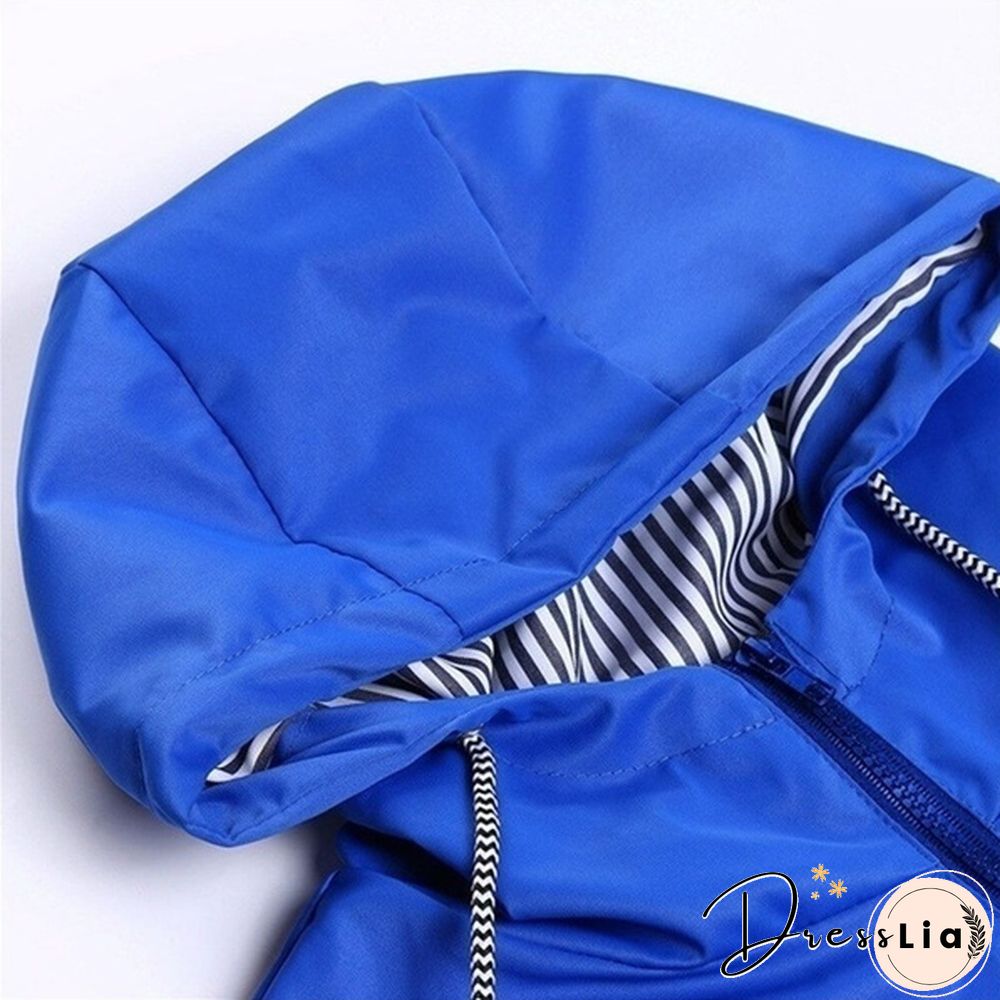 Women Fashion All Seasons Outdoor Waterproof Rain Jacket Casual Loose Plus Size Hooded Windproof Coat Climbing Windbreaker Jacket S-5XL