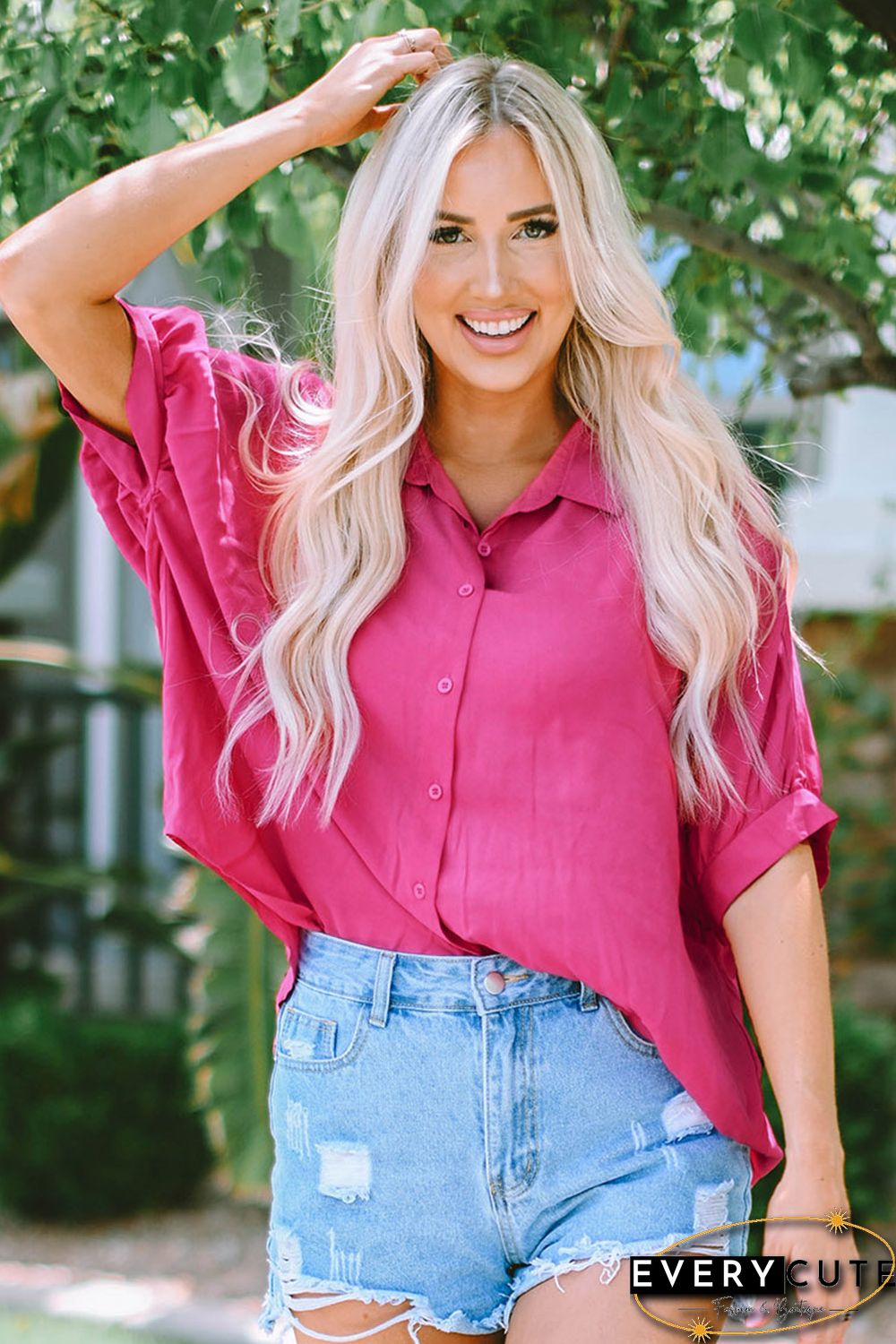 Rose Soft Oversize Dolman Shirt