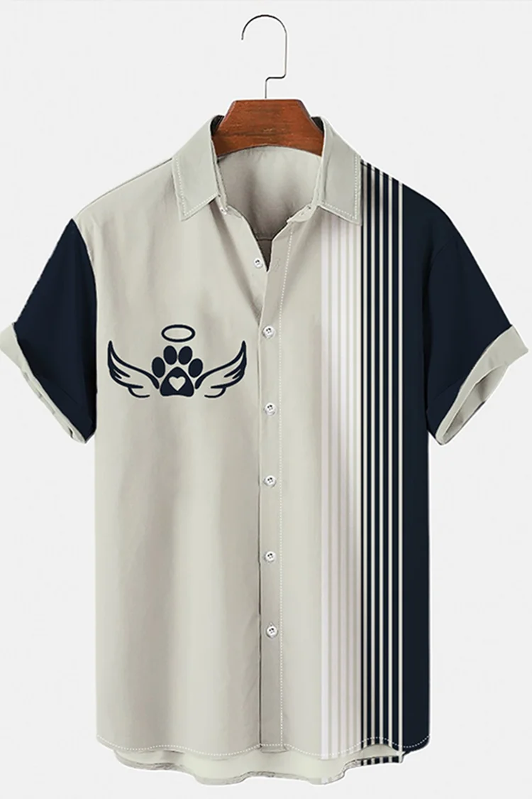 Men's Fashion Casual Dog Angel Shirt