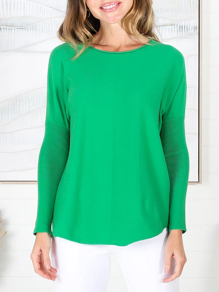 Casual Plain Loose Long Sleeve T-Shirt