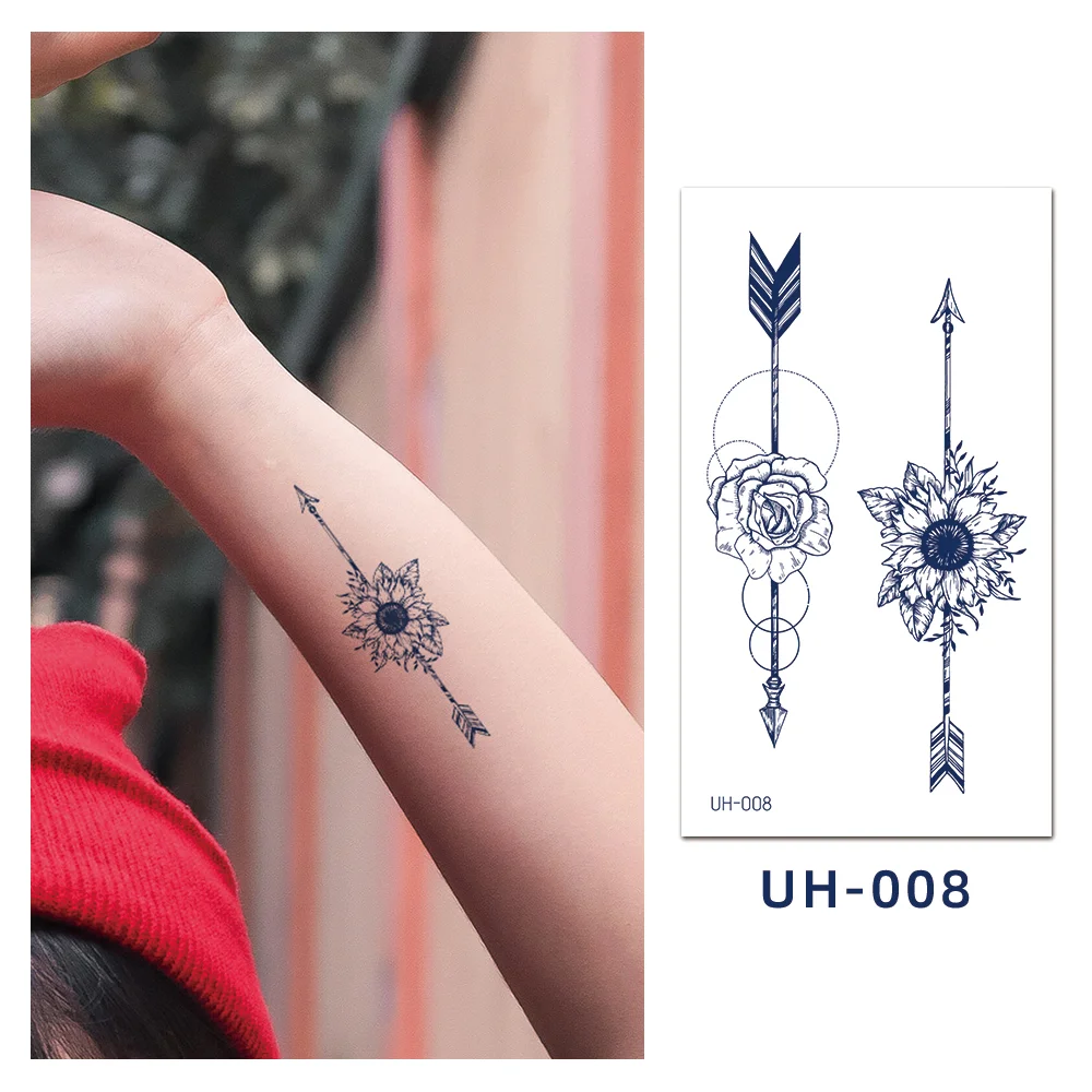 Sdrawing Stickers Semi-permanent Juice Lasting Tattoo Blue Butterfly Fake Waterproof Tattoos Temporary Women Arm Chest Body Art