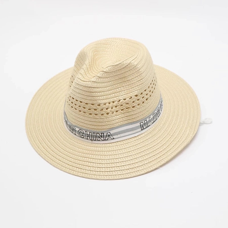 Men’s Minimalist Solid Color Big Eaves Straw Hat
