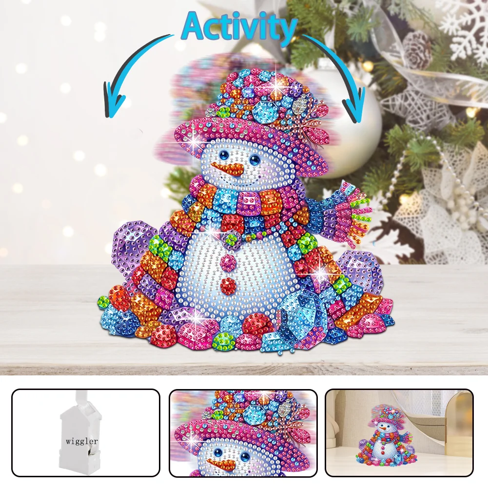 5D DIY Acrylic Shaking Head Christmas Snowman Diamond Painting Desktop Decors for Home