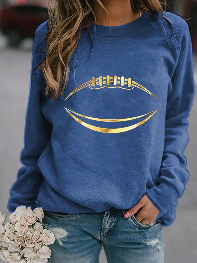 Women's Simple Football Print Sweatshirt socialshop