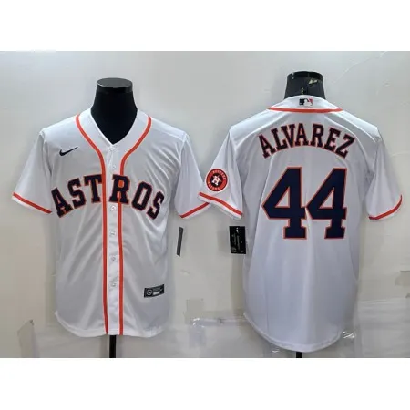 Men's Houston Astros #44 Yordan Alvarez White With Patch Cool Base Stitched Jersey ZMXA