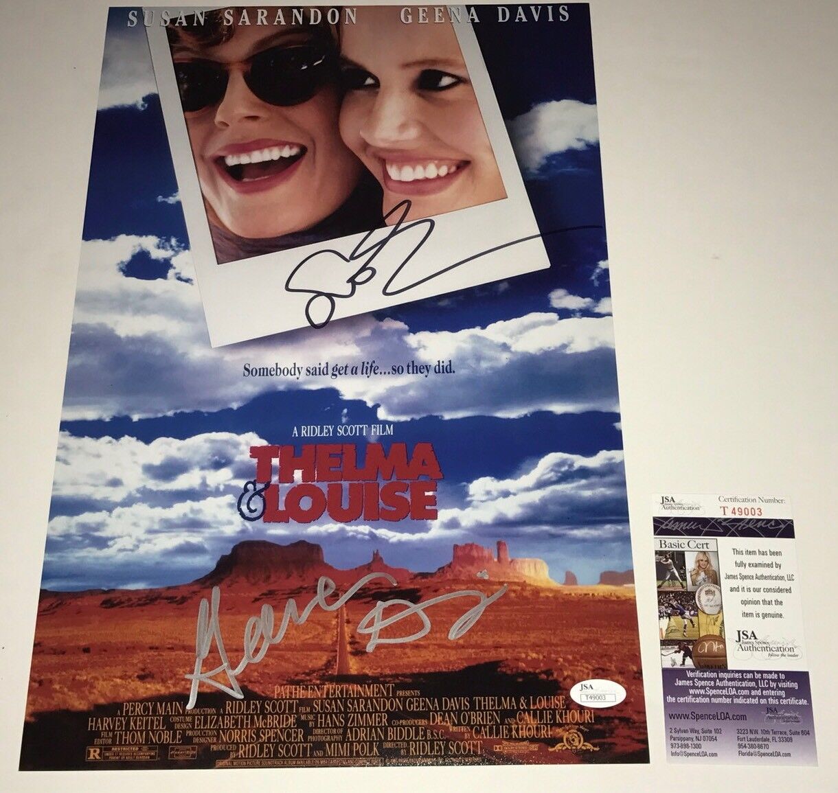 Susan Sarandon & Geena Davis THELMA LOUISE Cast Signed 11X17 Photo Poster painting PROOF JSA COA