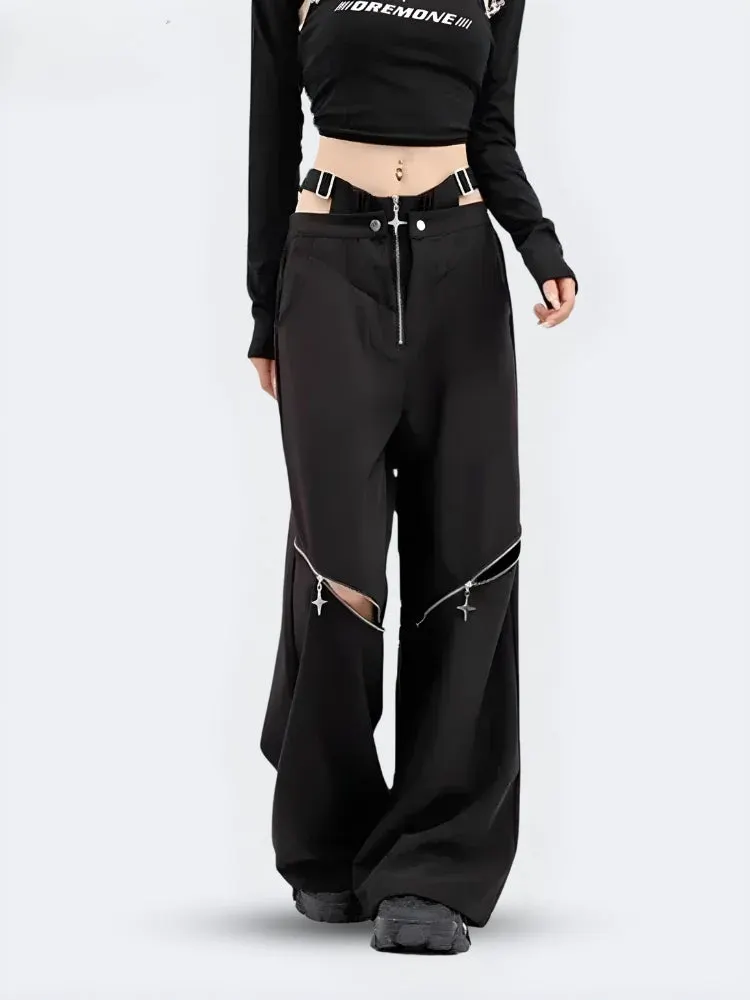 Brownm Cut Out Waist Pants