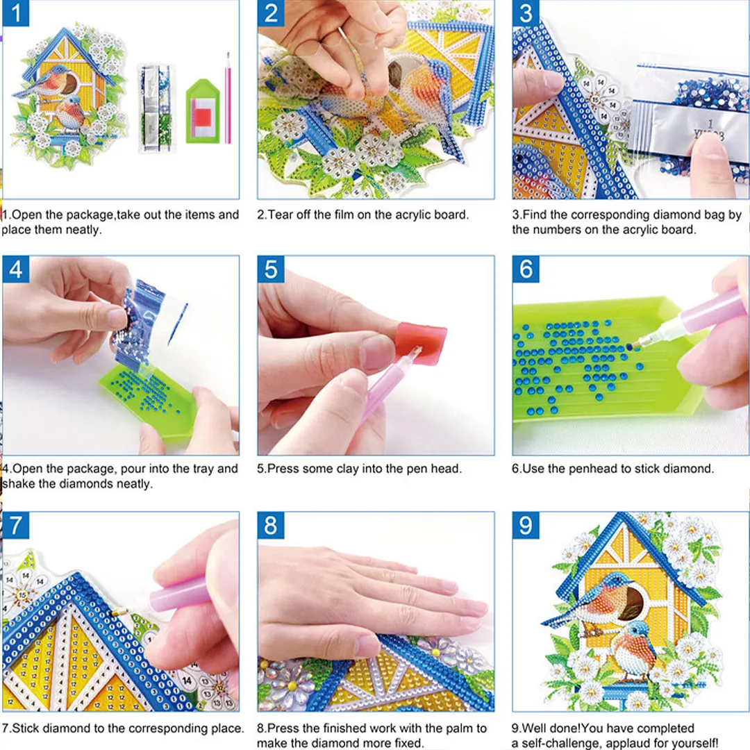Cat Rose DIY 2D Flat Acrylic Desktop Diamond Art Kit with Rocking Function Decor