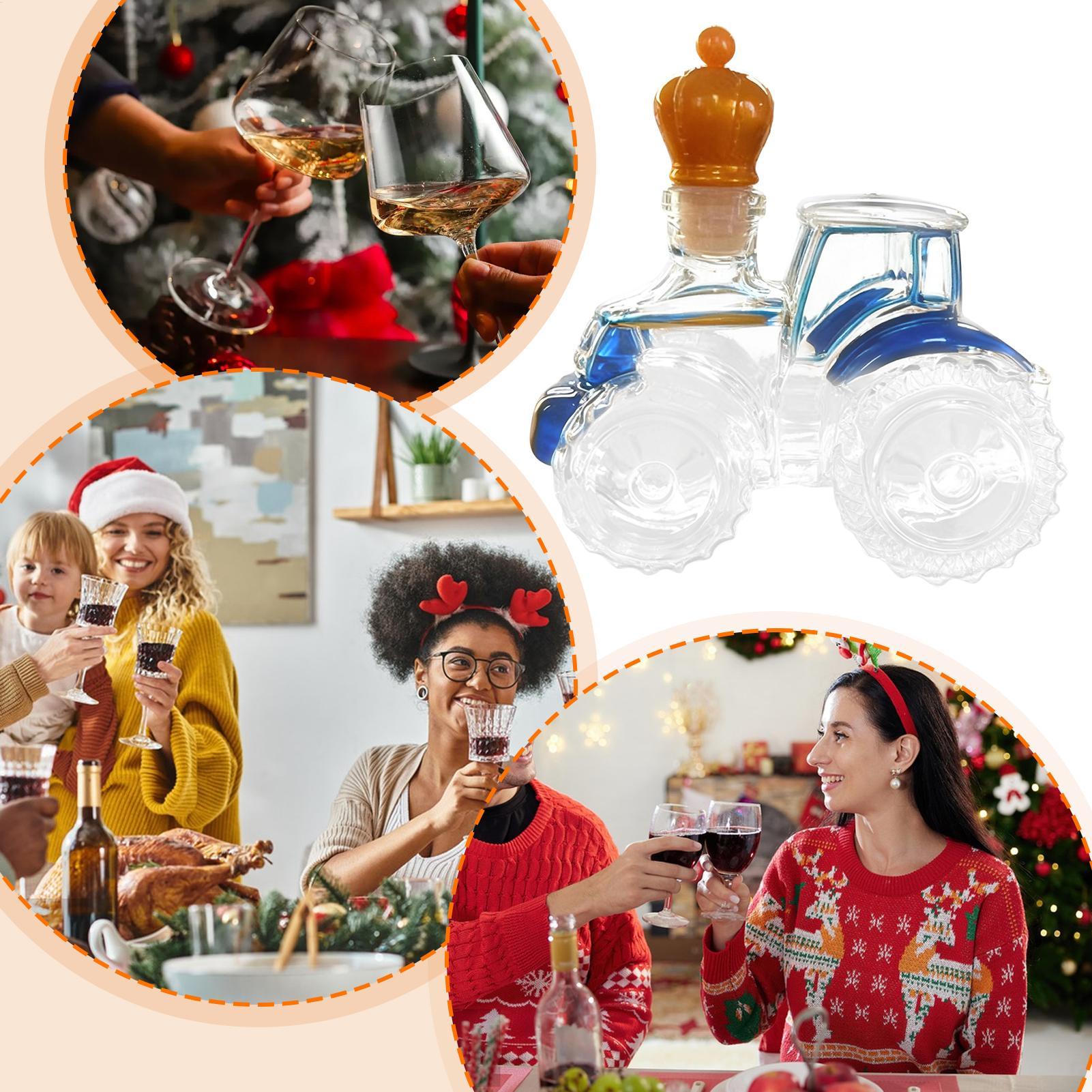 Tegooe Novelty Tractor Shaped Glass Decanter with Stopper 300ml Unique Whiskey