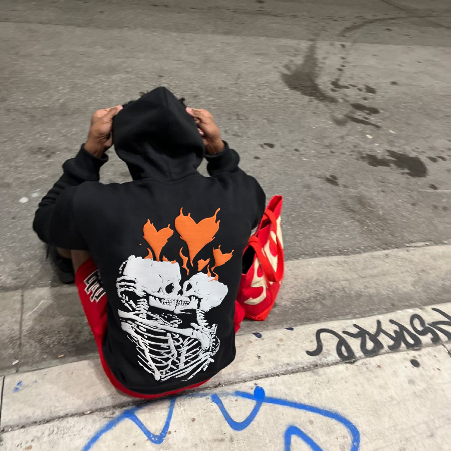 Til Death - Puff Print Printed Halloween Hoodie