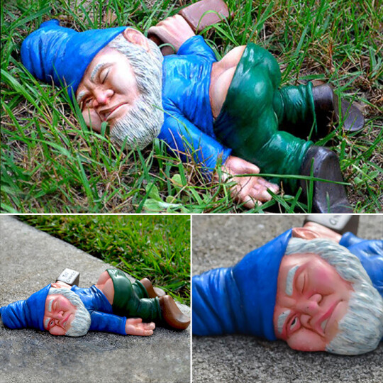 mini drunk garden gnome set