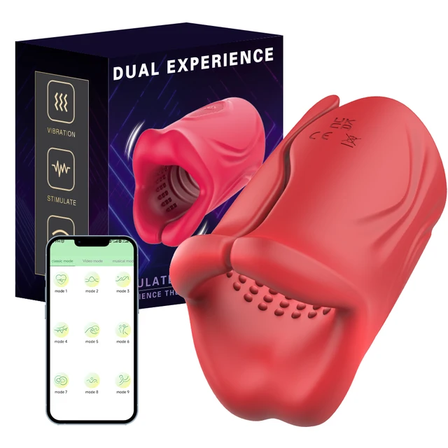 Penis vibrator 2 in 1 APP Controlled Male Masturbator 9 Modes Lips Wrapping Waterproof
