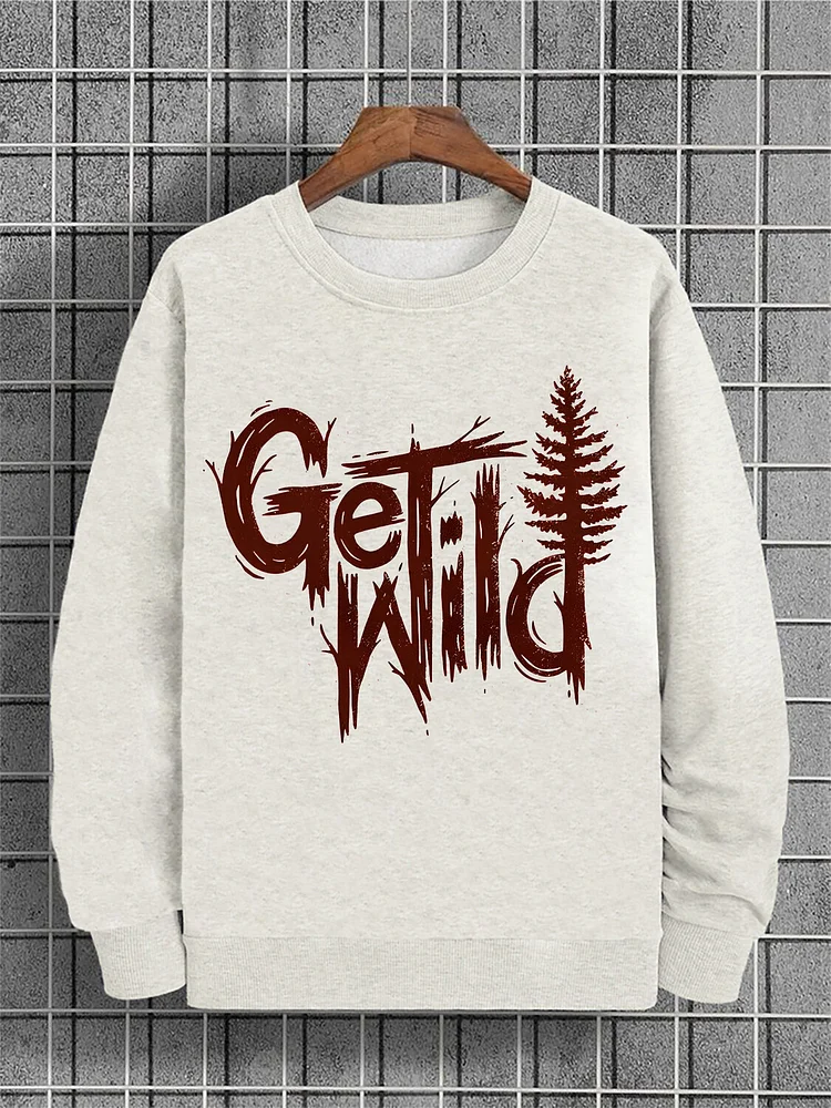 Men's Get Wild Tree Graphic Print Cotton Casual Sweatshirt