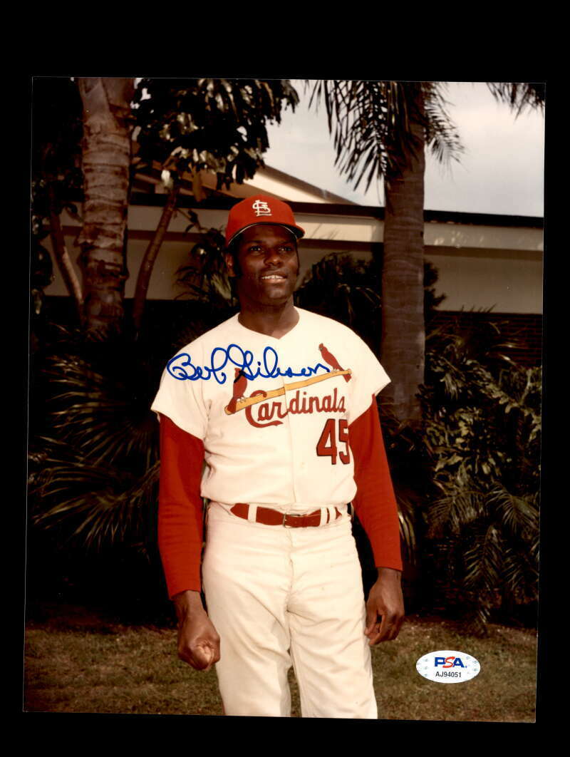 Bob Gibson PSA DNA Cert Signed 8x10 Photo Poster painting Cardinals Autographed