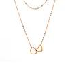 14K Rose Gold Toi et Moi Heart Shape Pendant Necklace with Round Lab Dimaond Pave