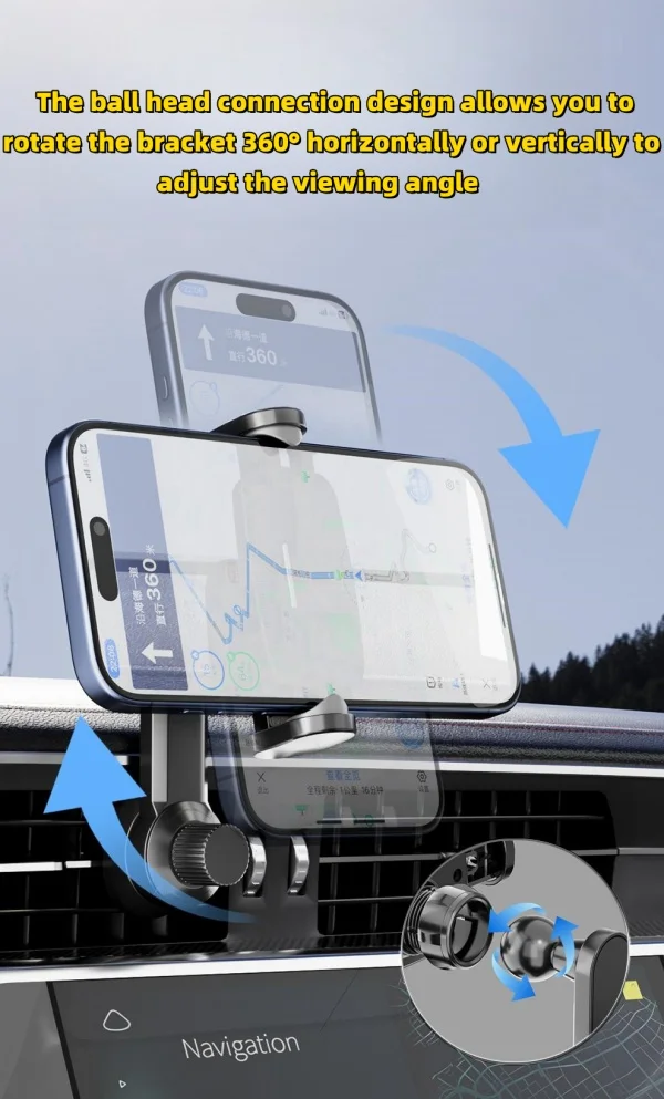 Car Phone Holder Alloy Navigation Car Air Outlet Metal Phone Holder