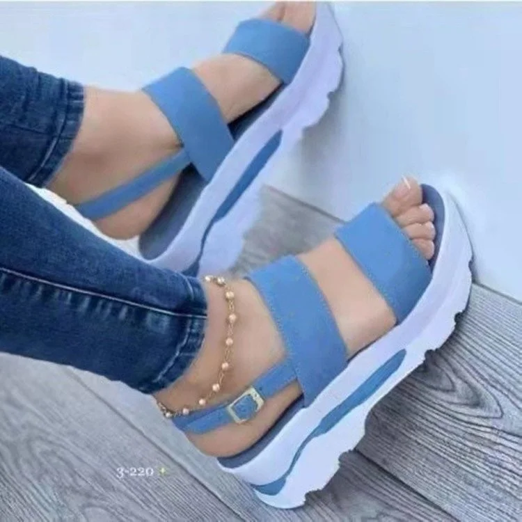 Yyvonne New Spring And Summer Sandals Women's Wide Face With Thick Bottom Slope And Leisure 43 Large Women's Shoes