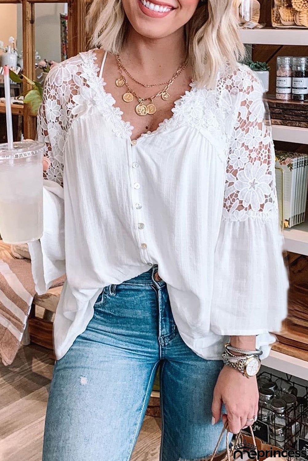 Crochet Lace Button Top