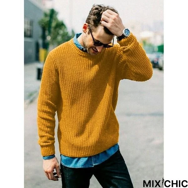 Men's Round Neck Knitted Sweater