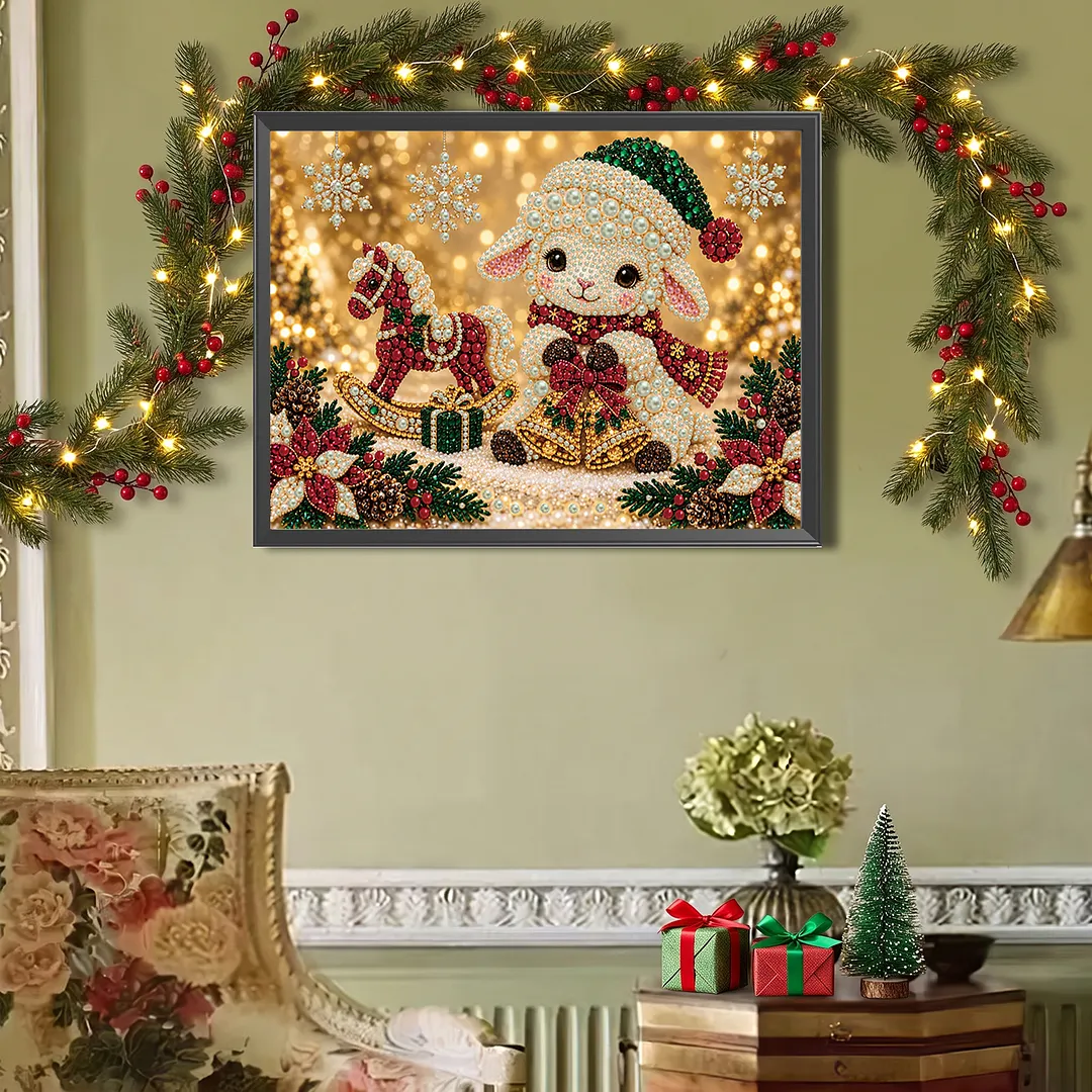 Pearl Painting Kit for Adults Christmas Lamb 15.75x11.81in