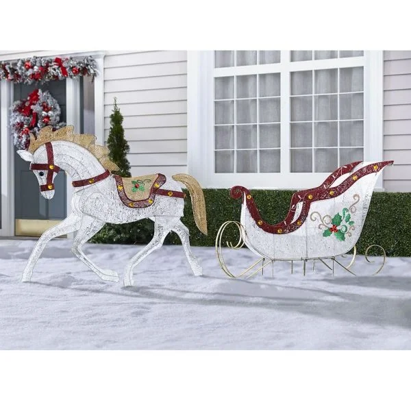 🔥kukelife🔥Christmas-the twinkling lawn sculpture stallion