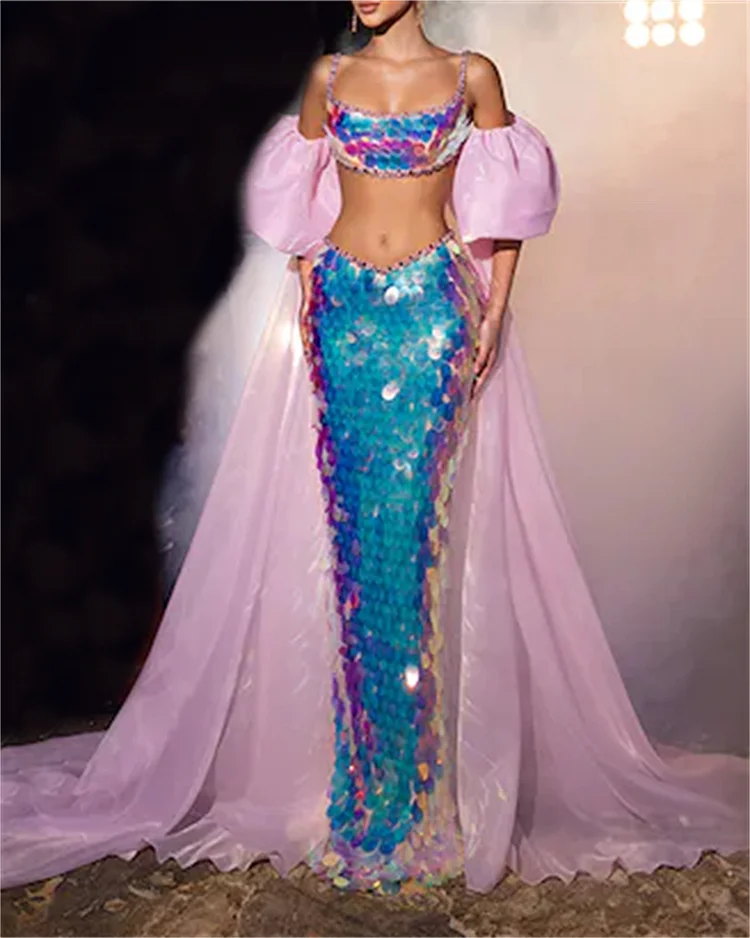 Sexy Pink Sequin Party Dress