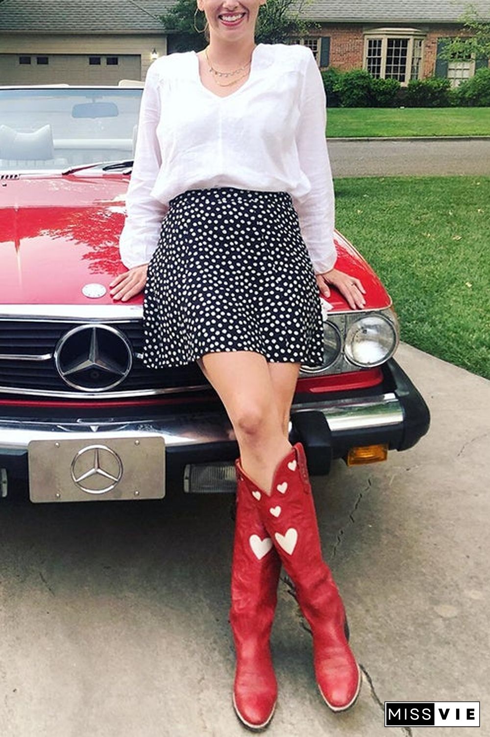 Heart Slip On Cowgirl Boots