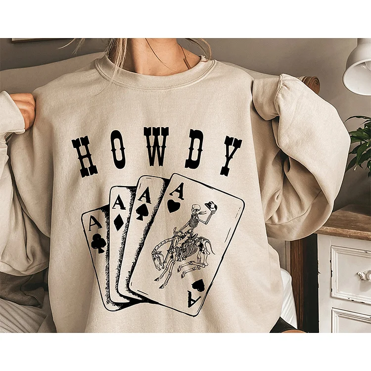 Ace Card Skeleton Cowboy  Sweatshirt