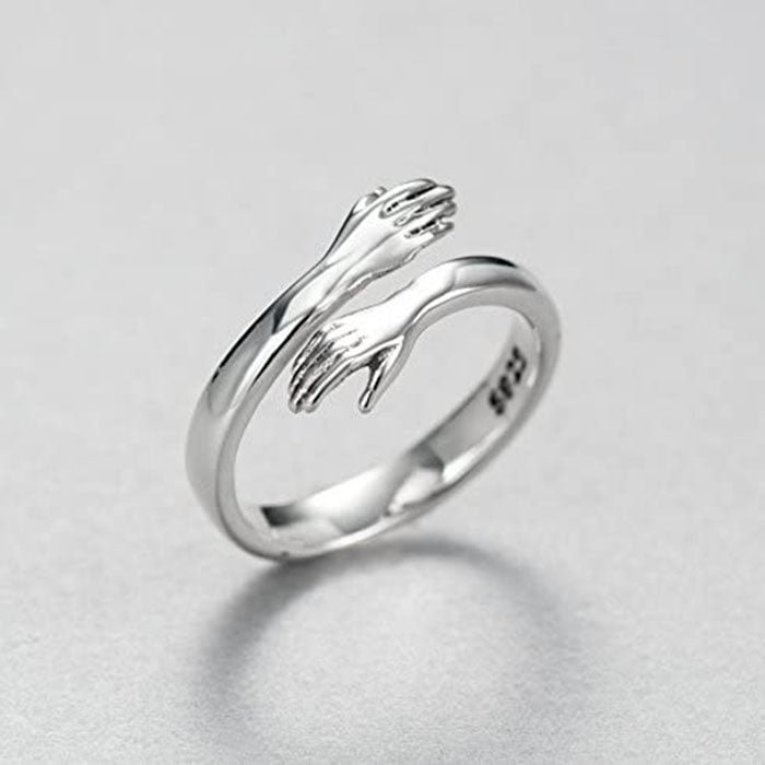 S925 Silver Adjustable Love Hug Ring (For both Male & Female)