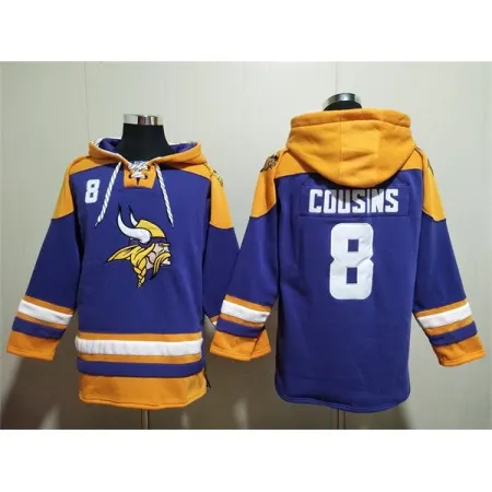 Men's Minnesota Vikings #8 Kirk Cousins Purple/Yellow Ageless Must-Have Lace-Up Pullover Hoodie
